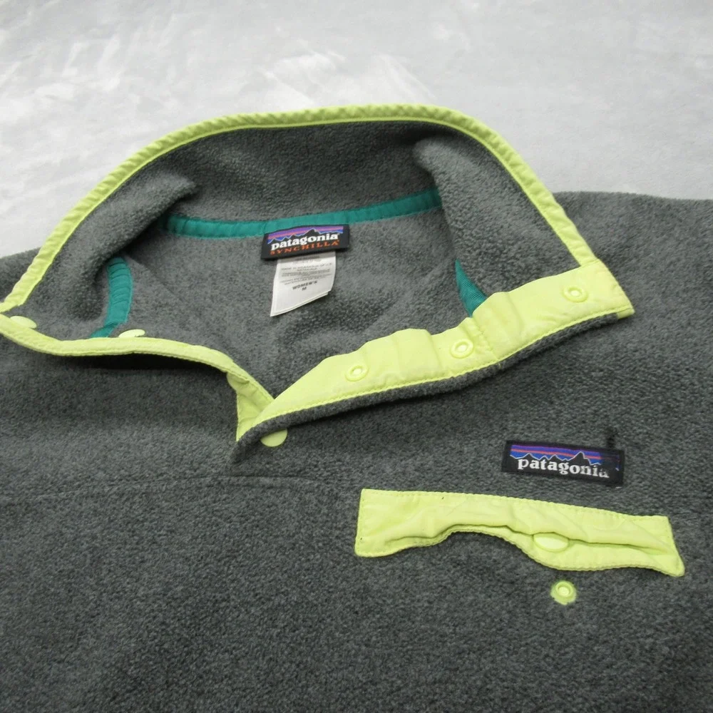 Patagonia Sweathirt Womens Medium Gray Lightweight Synchilla Snap-T Fleece READ - Picture 3 of 15